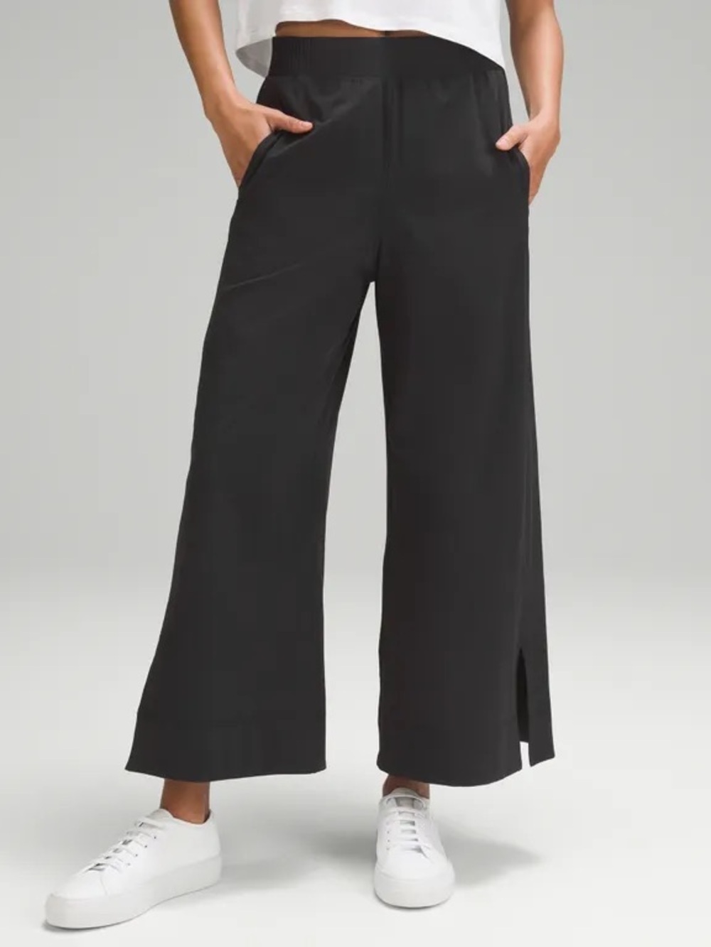 lululemon athletica Black Wide-Leg Pull-On Pants with Side Slit